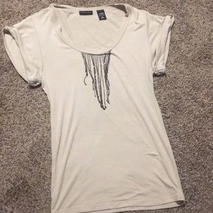 NY & Co short sleeve shirt with statement accent